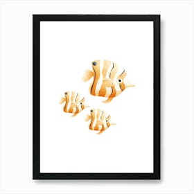 Three Orange And White Fish Art Print