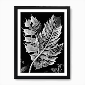 Sweet Birch Leaf Linocut 3 Art Print