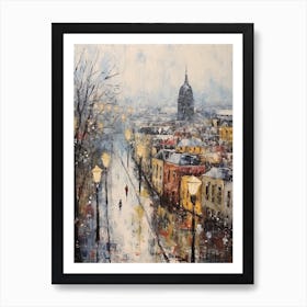 Vintage Winter Painting Hamburg Germany Art Print