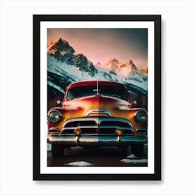 Classic Car At Sunset 2 Art Print