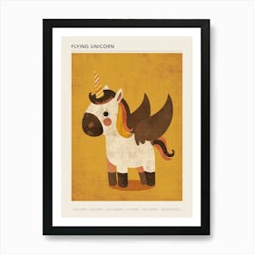 Unicorn Pegasus With Wings Cute Kids Muted Pastel 2 Poster Art Print