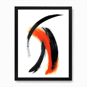 Sharp Black And Orange Abstract Art Print