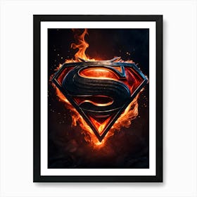 Superman Logo In Flames Art Print