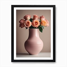 A Vase Of Pink Roses 62 Art Print