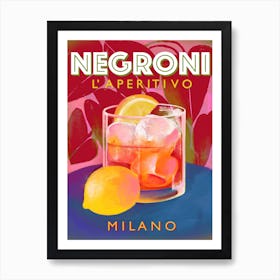 Negroni Cocktail Drink Aperitivo Milano Italy Kitchen Art Print