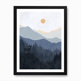 Deer In The Mountains 4 Art Print