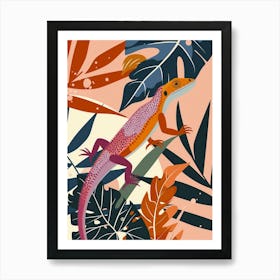 Lizard In The Leaves Modern Abstract Illustration 4 Art Print