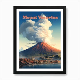 Mount Vesuvius Italy Stratovolcano Travel Art Illustration Art Print