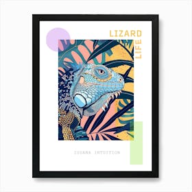 Blue Iguana Modern Illustration 4 Poster Art Print