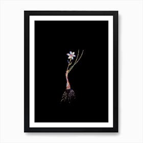 Stained Glass Snowdon Lily Mosaic Botanical Illustration on Black n.0187 Art Print