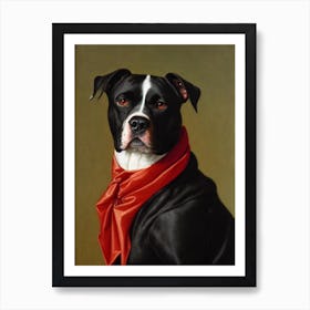 American Staffordshire Terrier Renaissance Portrait Oil Painting Art Print