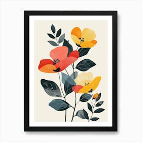 Botanical Tropical Leaves Groovy 12 Art Print