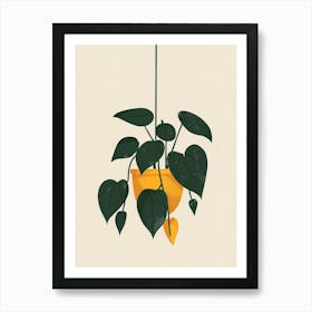 Pothos Plant Minimalist Illustration 3 Art Print