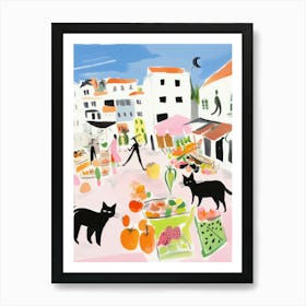 The Food Market In Ibiza 1 Illustration Art Print