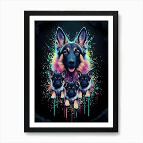 Three German Shepherd Puppies Art Print