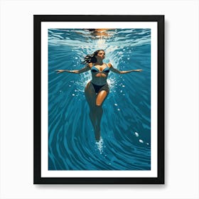 Underwater Woman In Bikini 1 Art Print