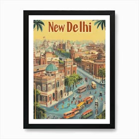 Aihrgdesign A Mid Century Modern Travel Poster For New Delhi 3 Art Print