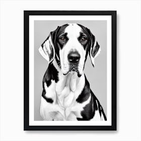 American English Coonhound B&W Pencil Dog Art Print