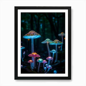 Glow In The Dark Mushrooms 1 Art Print