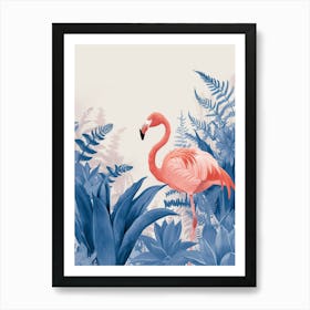 Andean Flamingo And Bromeliads Minimalist Illustration 4 Art Print