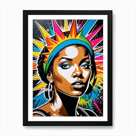 Graffiti Mural Of Beautiful Hip Hop Girl 89 Art Print