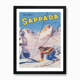 Sappada Italy Vintage Ski Poster Art Print