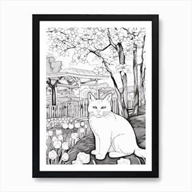 Descanso Gardens, Usa, Cats Line Art 2 Art Print