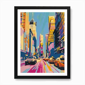 Fifth Avenue New York Colourful Silkscreen Illustration 3 Art Print