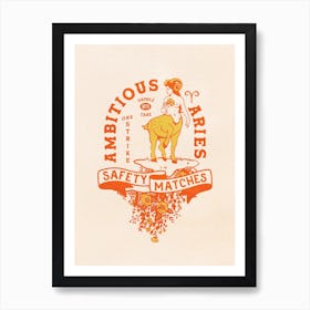 Aries Toile Zodiac Vintage Matches Art Print