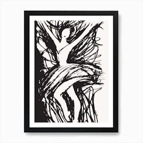 Ballerina Black and White Abstract Art Print