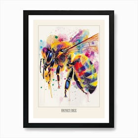 Honey Bee Colourful Watercolour 1 Poster Art Print