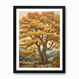 American Elm 3 Vintage Autumn Tree Print  Art Print