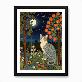 William Morris Cat In The Moonlight 8 Art Print