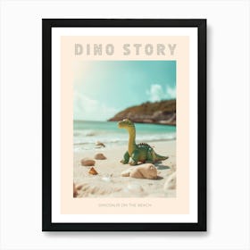 Pastel Toy Dinosaur Relaxing On The Beach Poster Art Print