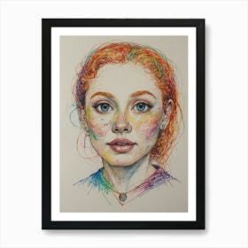 Girl With Colorful Hair 7 Art Print