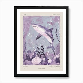 Purple Angel Shark Watercolour Illustration Poster Art Print