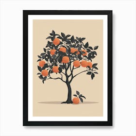 Orange Tree Minimalistic Drawing 2 Art Print