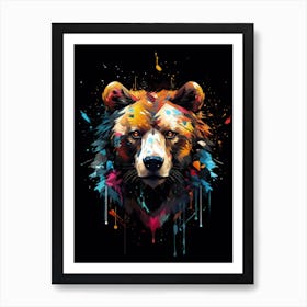 Bear head Pop Art wall color splash painting Art Print