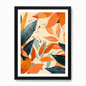 Abstract Watercolor Leaves 1 Art Print