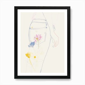 Jean Line Art Flowers 3 Art Print