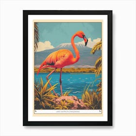 Greater Flamingo Lake Natron Tanzania Tropical Illustration 2 Poster Art Print