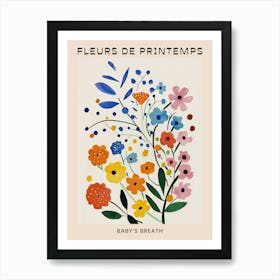 Spring Floral French Poster  Babys Breath 3 Art Print