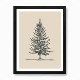Cedar Tree Minimalistic Drawing 1 Art Print