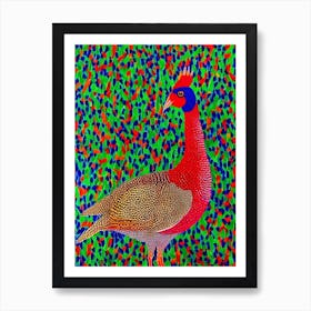 Pheasant 3 Yayoi Kusama Style Illustration Bird Art Print