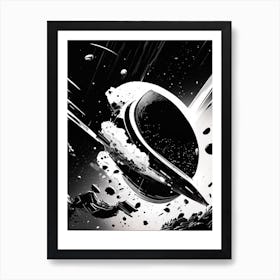 Space Debris Noir Comic Space Art Print