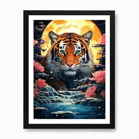 Tiger In The Moonlight 3 Art Print