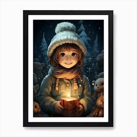 Little Girl Holding A Candle Art Print