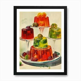 Fruity Jelly Retro Cookbook Illustration Inspired 2 Art Print