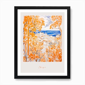 Ibiza Spain 2 Orange Drawing Poster Art Print