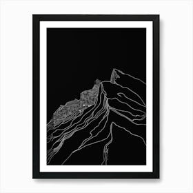 Cadair Idris Mountain Line Drawing 5 Art Print